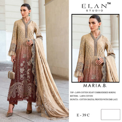 E 39 Maria B Elan Studio Cambric Lawn Pakistani Salwar Suits Exporter India