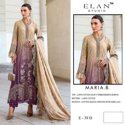 E 39 Maria B Elan Studio Cambric Lawn Pakistani Salwar Suits Exporter India