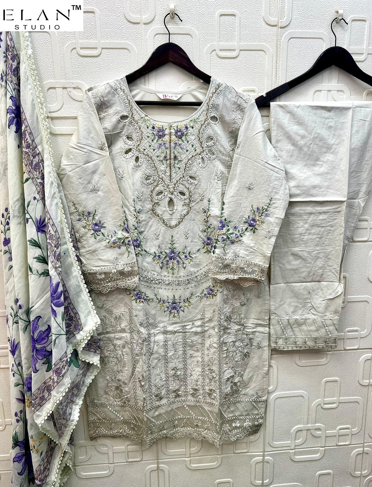 E 40 Maria B Elan Studio Cambric Lawn Pakistani Readymade Suits Wholesaler