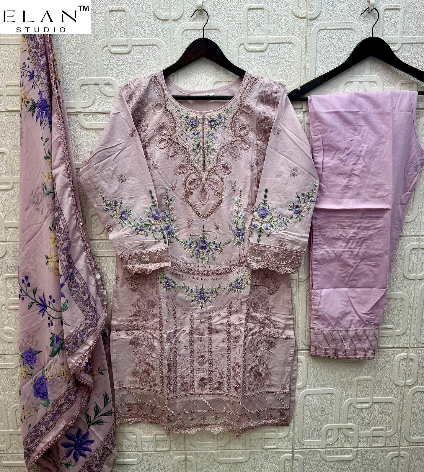 E 40 Maria B Elan Studio Cambric Lawn Pakistani Readymade Suits Wholesaler
