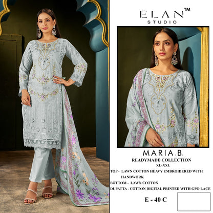E 40 Maria B Elan Studio Cambric Lawn Pakistani Readymade Suits Wholesaler