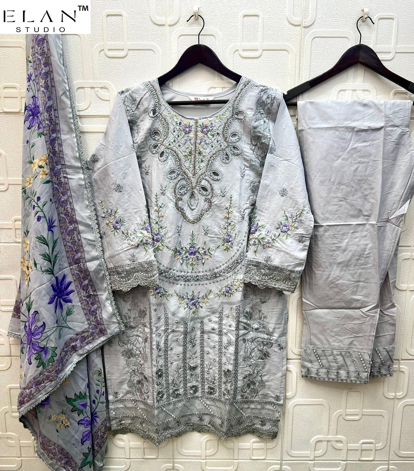 E 40 Maria B Elan Studio Cambric Lawn Pakistani Readymade Suits Wholesaler