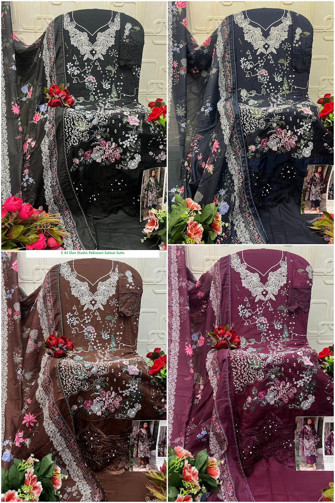 E 43 Elan Studio Lawn Cotton Pakistani Salwar Suits Wholesale Price