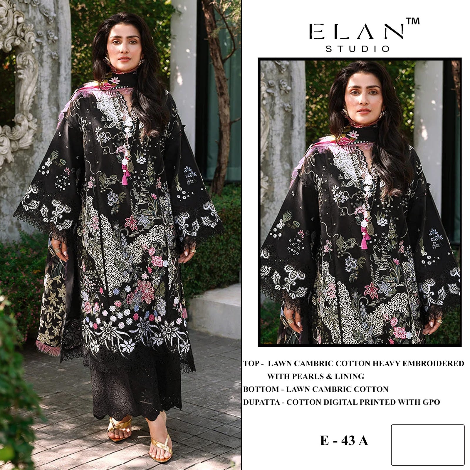 E 43 Elan Studio Lawn Cotton Pakistani Salwar Suits Wholesale Price