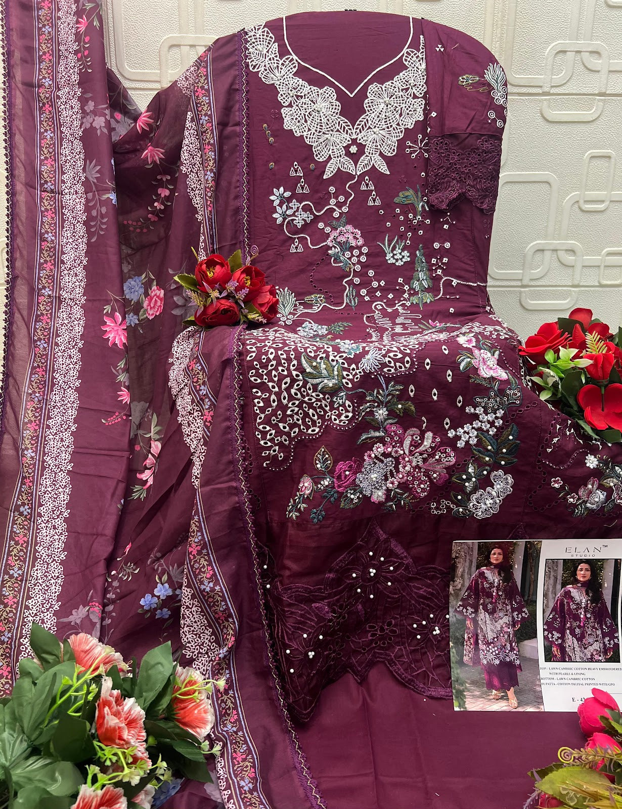 E 43 Elan Studio Lawn Cotton Pakistani Salwar Suits Wholesale Price