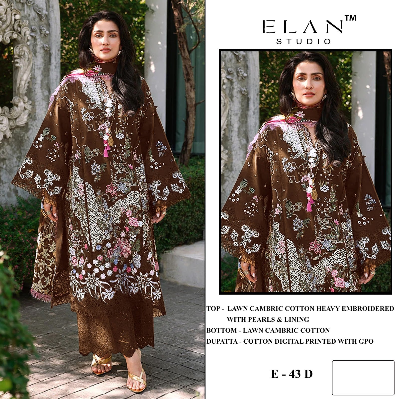 E 43 Elan Studio Lawn Cotton Pakistani Salwar Suits Wholesale Price