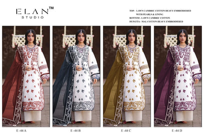 E 44 Elan Studio Lawn Cotton Pakistani Salwar Suits Manufacturer
