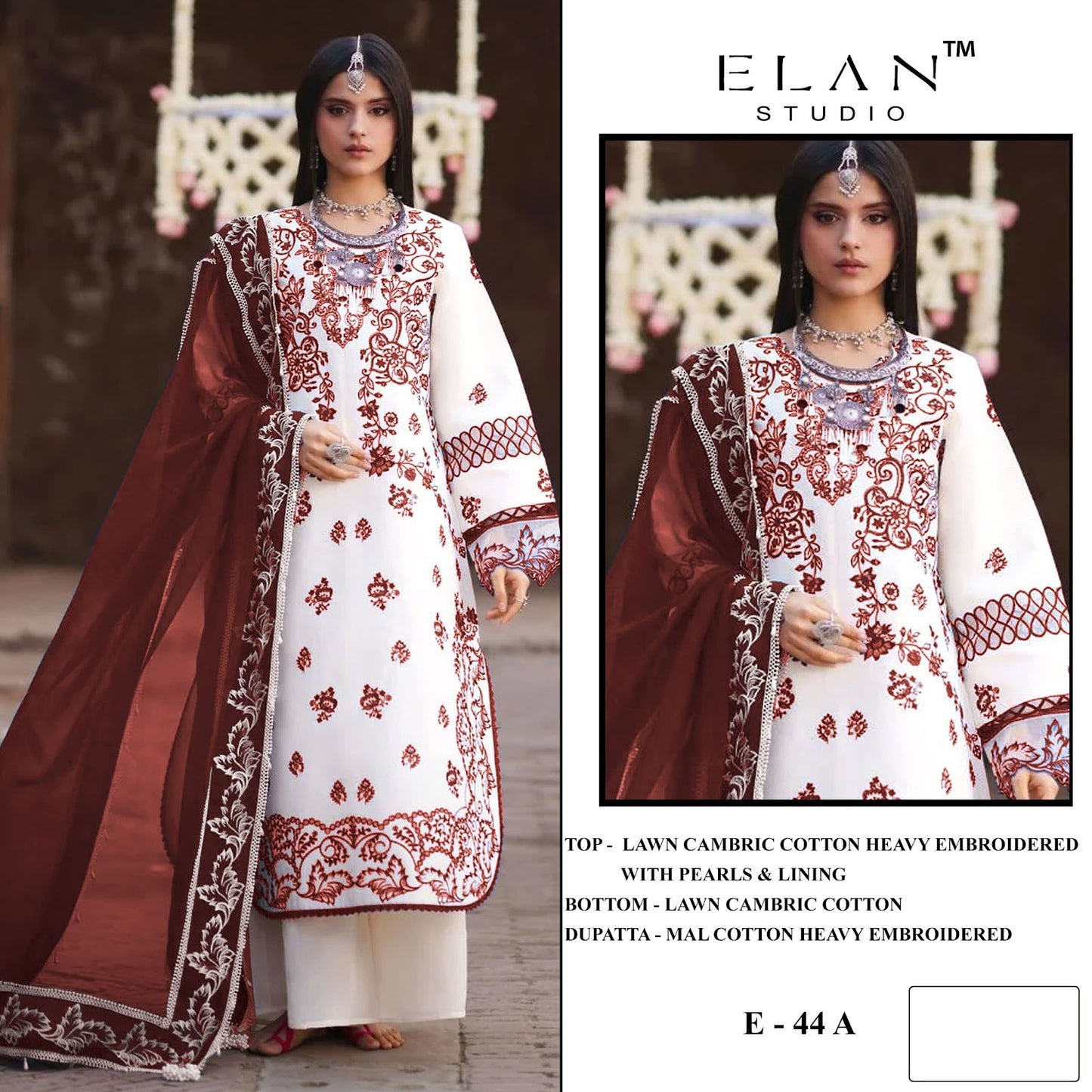 E 44 Elan Studio Lawn Cotton Pakistani Salwar Suits Manufacturer