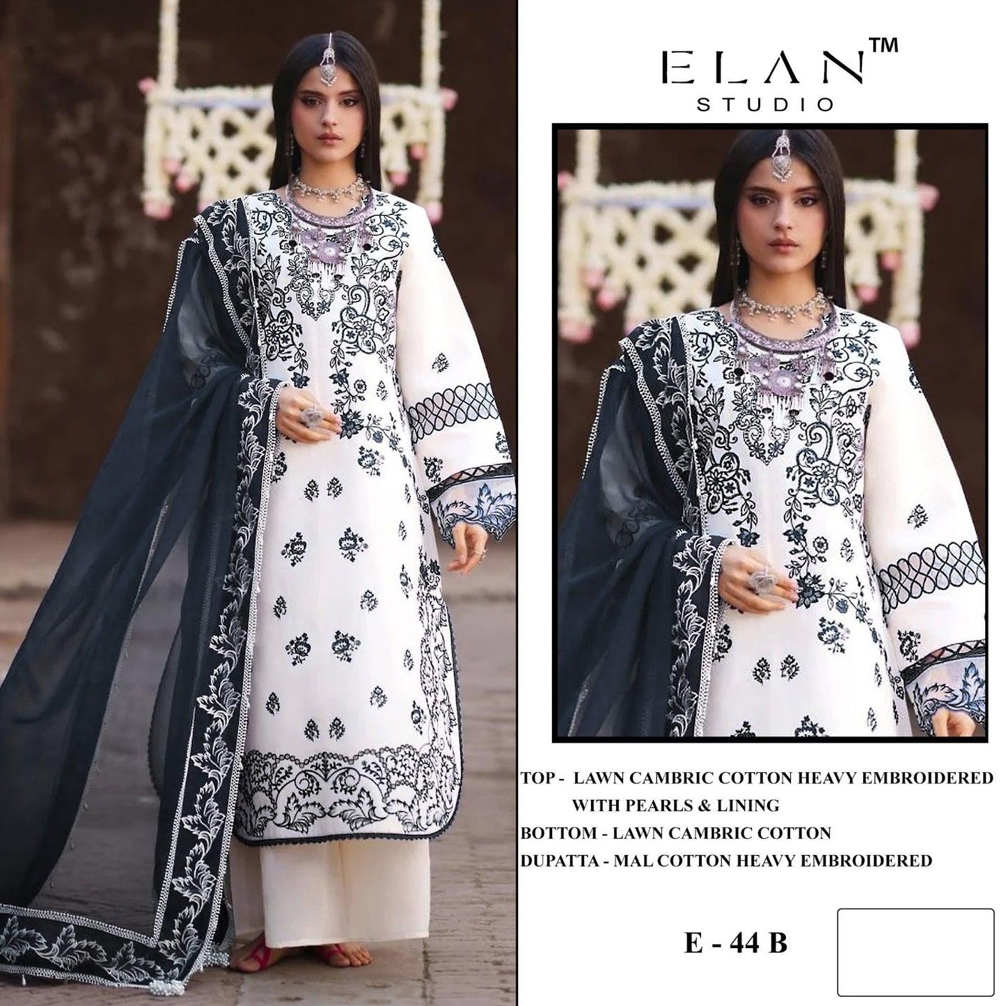 E 44 Elan Studio Lawn Cotton Pakistani Salwar Suits Manufacturer