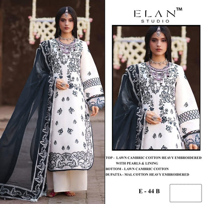 E 44 Elan Studio Lawn Cotton Pakistani Salwar Suits Manufacturer