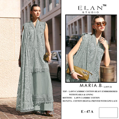 E 47 Maria B Lawn 26 Elan Studio Cambric Pakistani Salwar Suits Manufacturer Ahmedabad