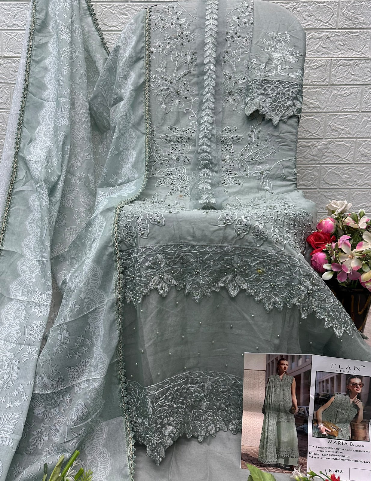 E 47 Maria B Lawn 26 Elan Studio Cambric Pakistani Salwar Suits Manufacturer Ahmedabad
