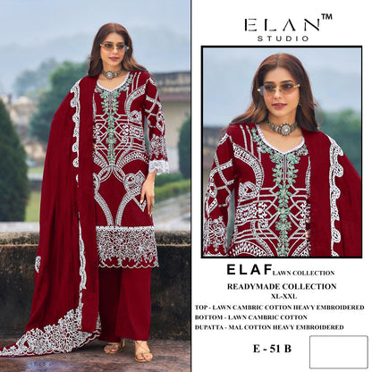 E 51 Elan Studio Lawn Cotton Pakistani Readymade Suits Wholesale Price