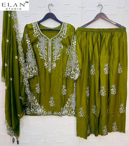E 55 Elan Studio Gaji Silk Pakistani Readymade Suits Supplier