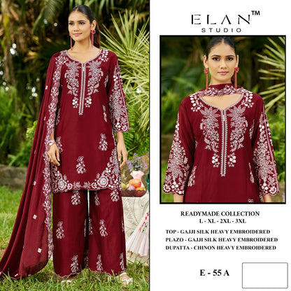E 55 Elan Studio Gaji Silk Pakistani Readymade Suits Supplier