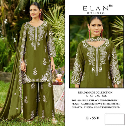 E 55 Elan Studio Gaji Silk Pakistani Readymade Suits Supplier