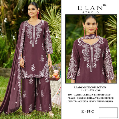 E 55 Elan Studio Gaji Silk Pakistani Readymade Suits Supplier