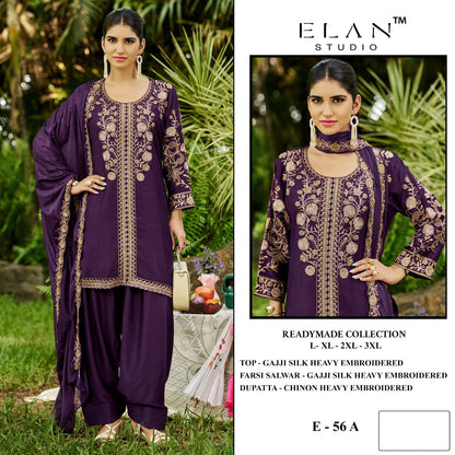 E 56 Elan Studio Gaji Silk Pakistani Readymade Suits Supplier