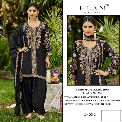 E 56 Elan Studio Gaji Silk Pakistani Readymade Suits Supplier