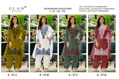 E 57 Elan Studio Gajji Silk Pakistani Readymade Suits Wholesale Price