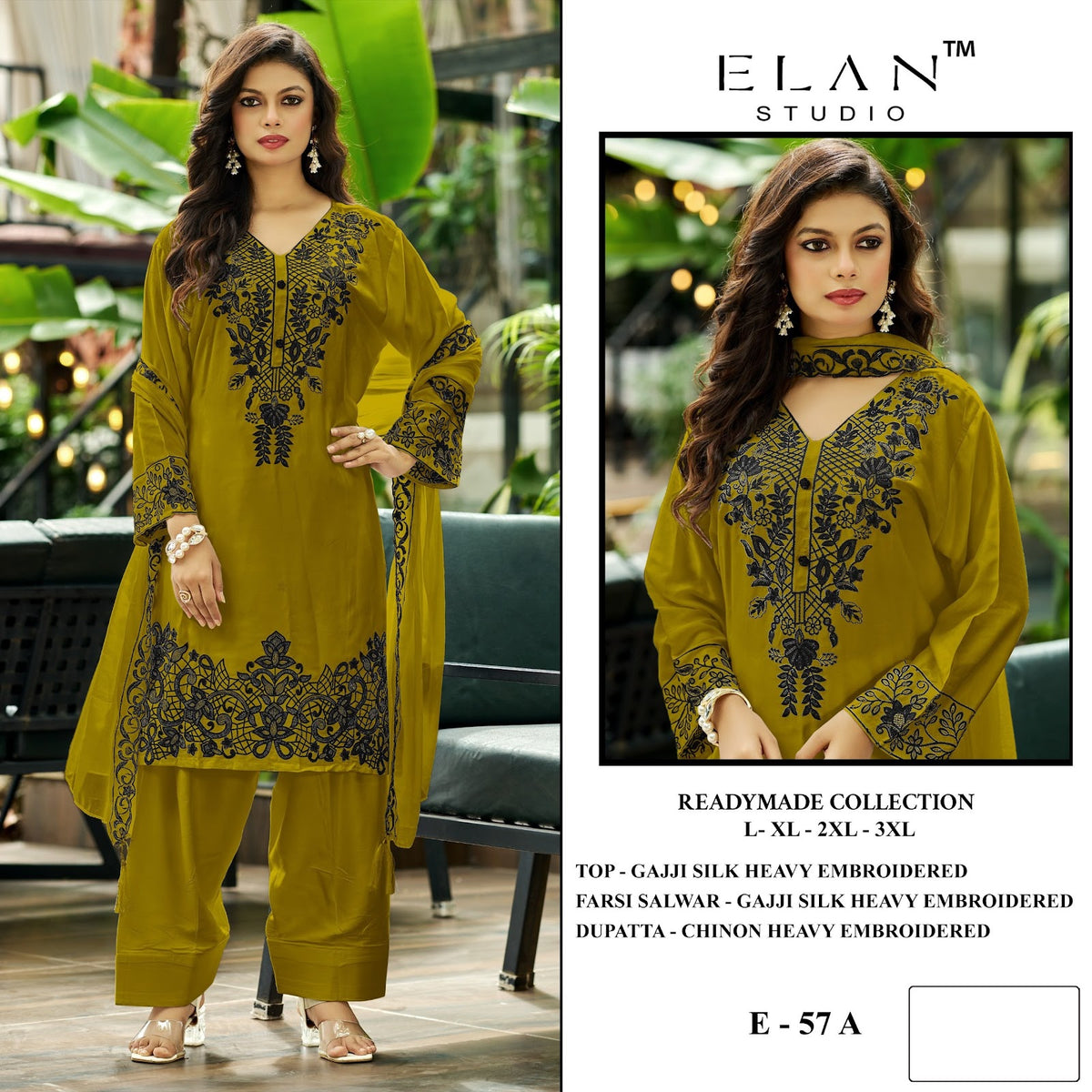 E 57 Elan Studio Gajji Silk Pakistani Readymade Suits Wholesale Price
