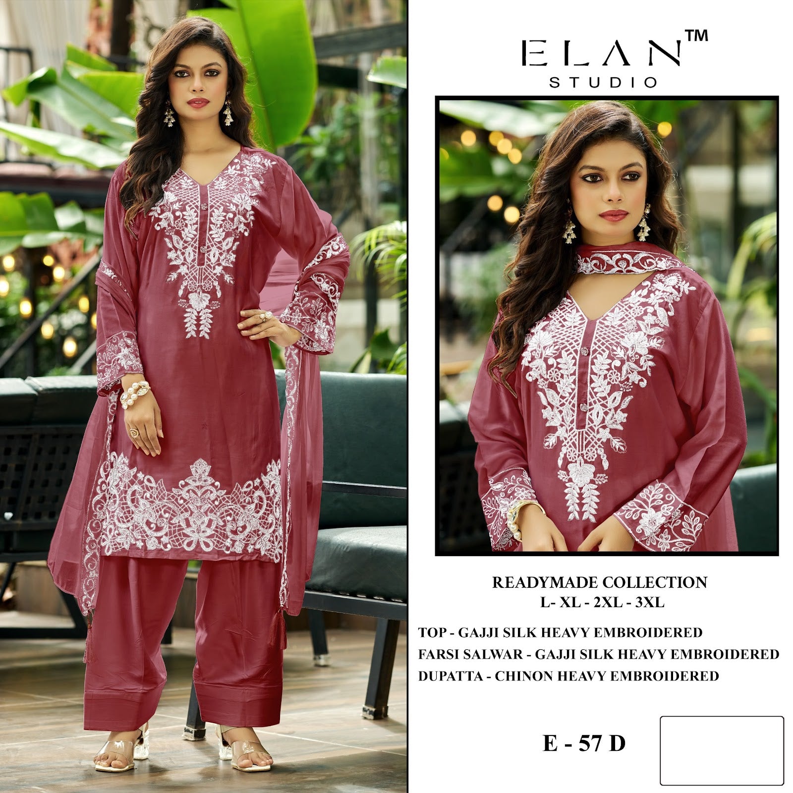 E 57 Elan Studio Gajji Silk Pakistani Readymade Suits Wholesale Price