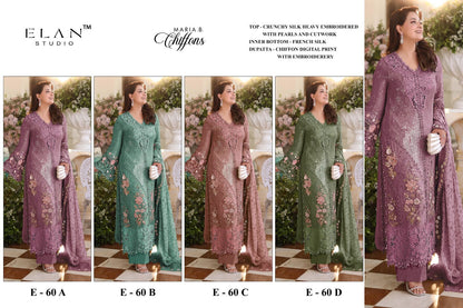 E 60 Maria B Chiffons Elan Studio Crunchy Pakistani Salwar Suits Supplier India