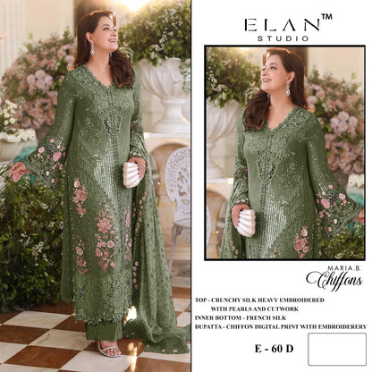 E 60 Maria B Chiffons Elan Studio Crunchy Pakistani Salwar Suits Supplier India