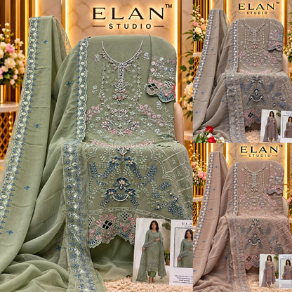 E 69 Elan Studio Chiffon Pakistani Salwar Suits Wholesaler India