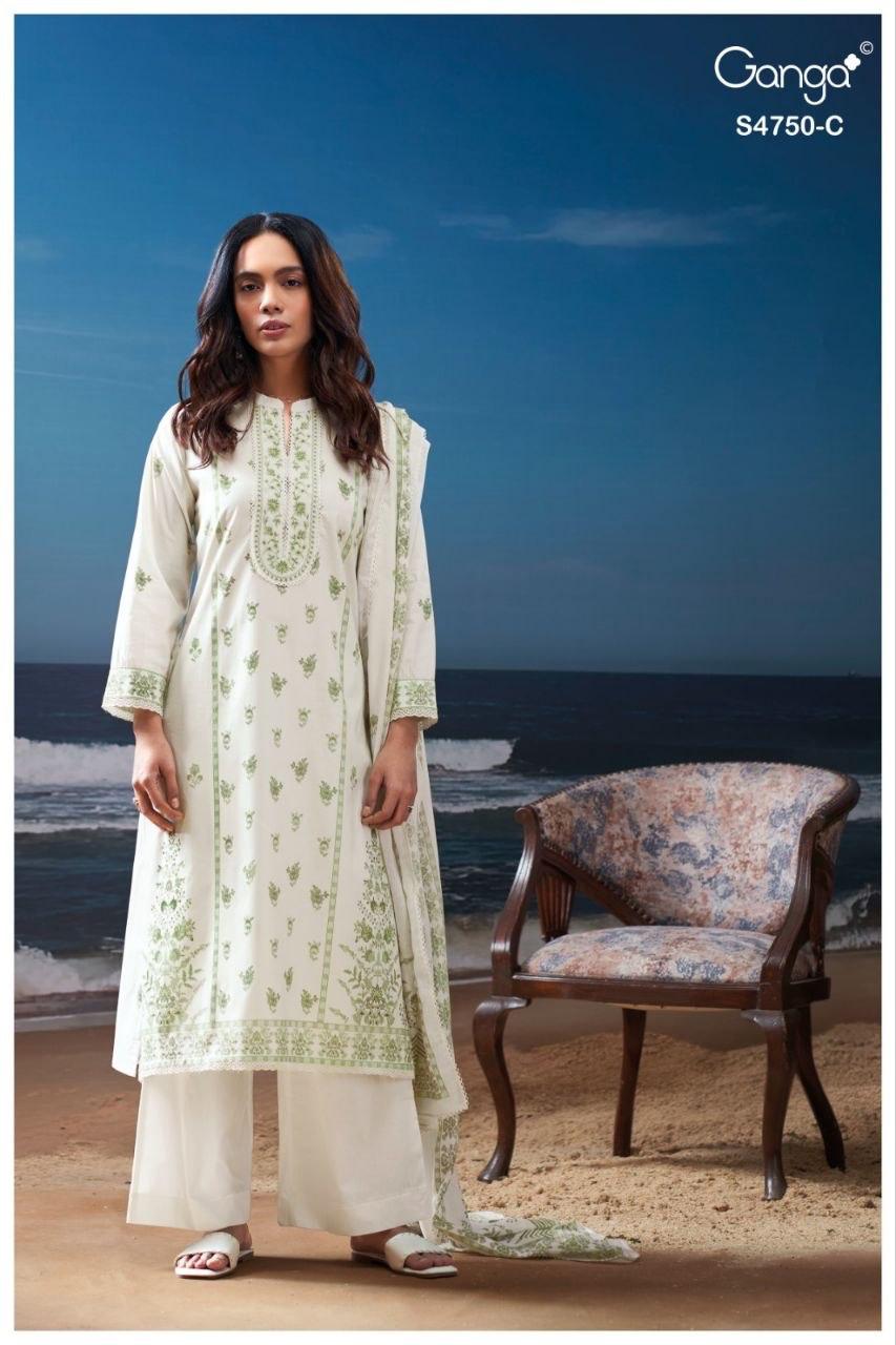 Eaelith 4750 Ganga Cotton Plazzo Style Suits Exporter India