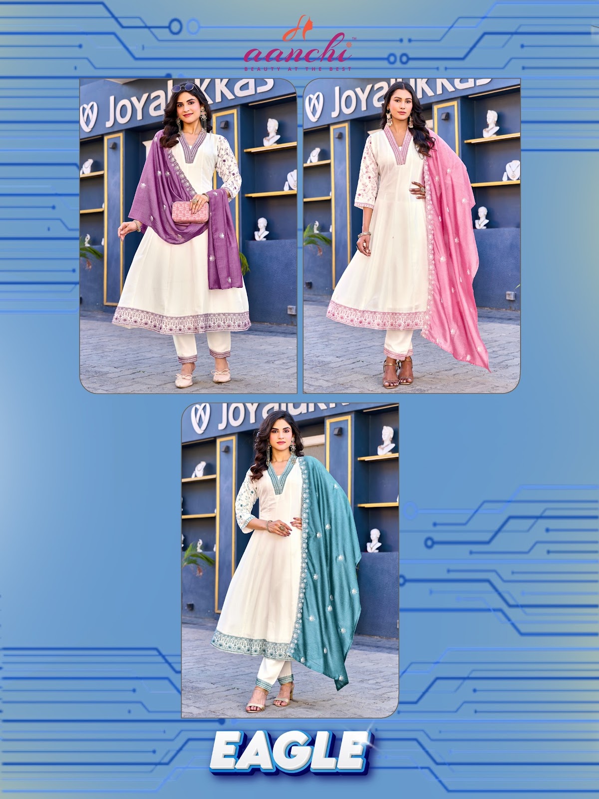 Eagle Aanchi Vichitra Silk Readymade Anarkali Suits Wholesaler India