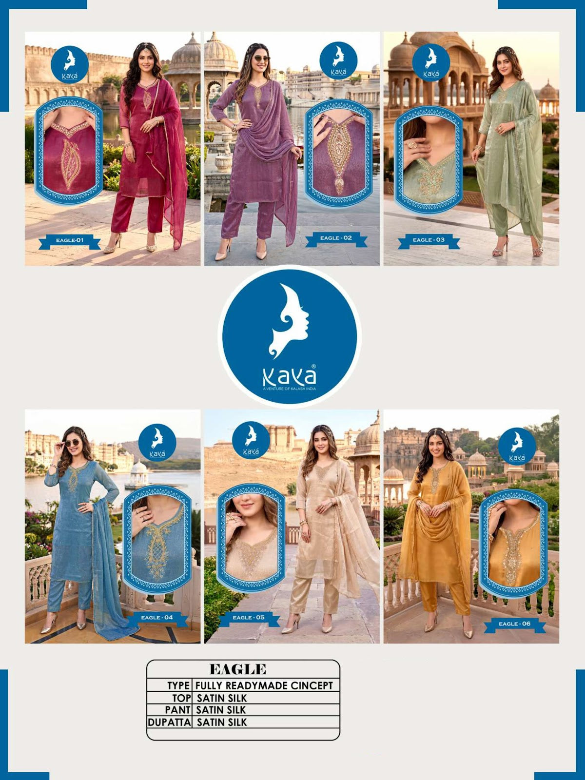 Eagle Kaya Satin Readymade Pant Style Suits Wholesale Price