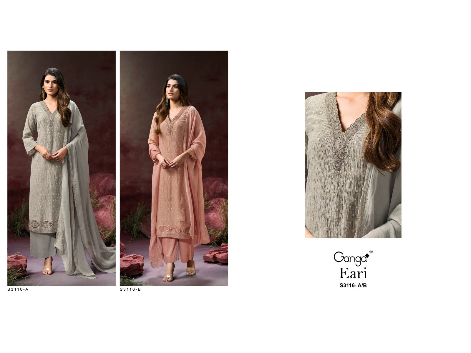 Eari 3116 Ganga Premium Viscose Plazzo Style Suits Manufacturer Gujarat