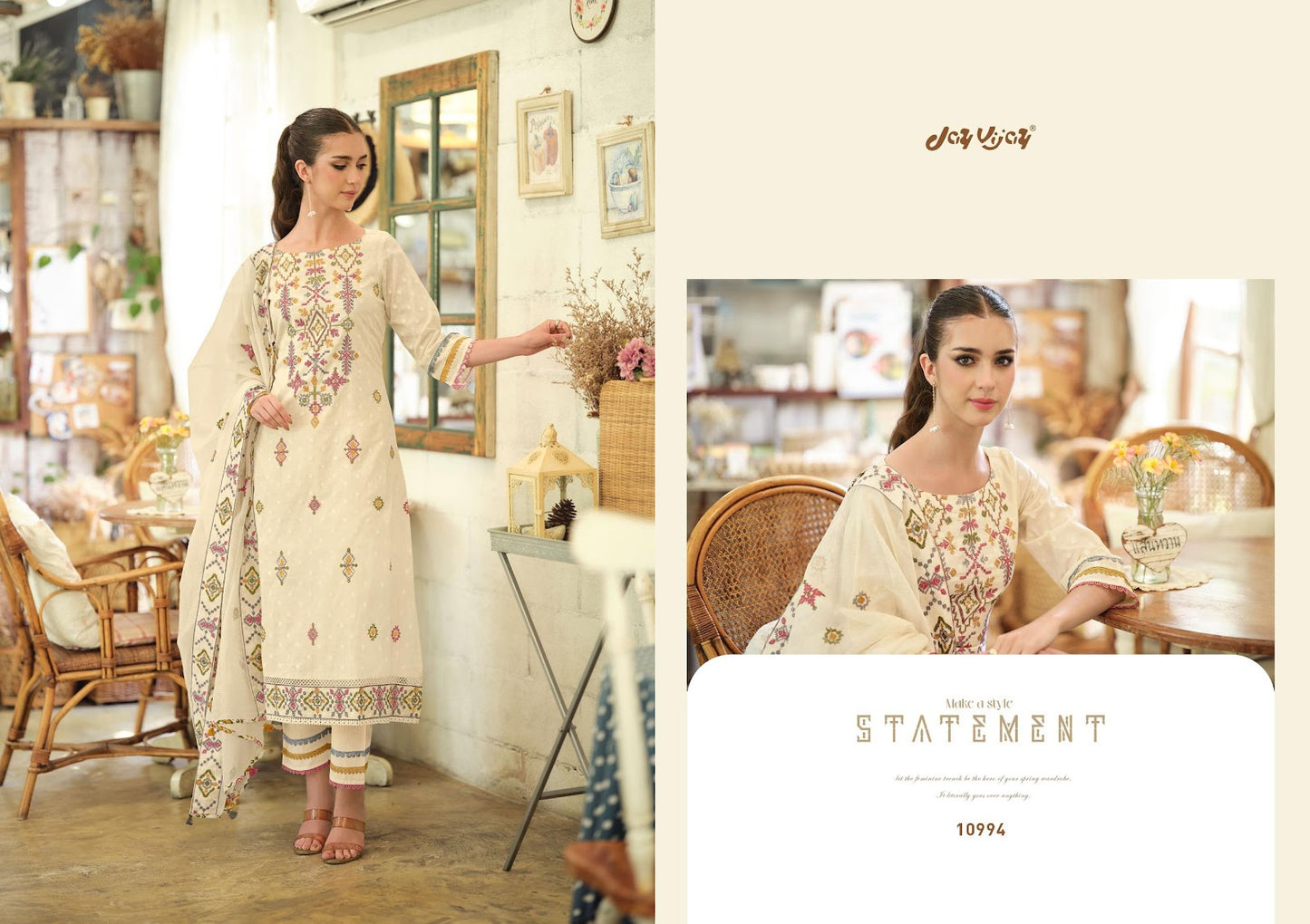 Earthwoven Jay Vijay Cotton Jacquard Pant Style Suits Exporter India