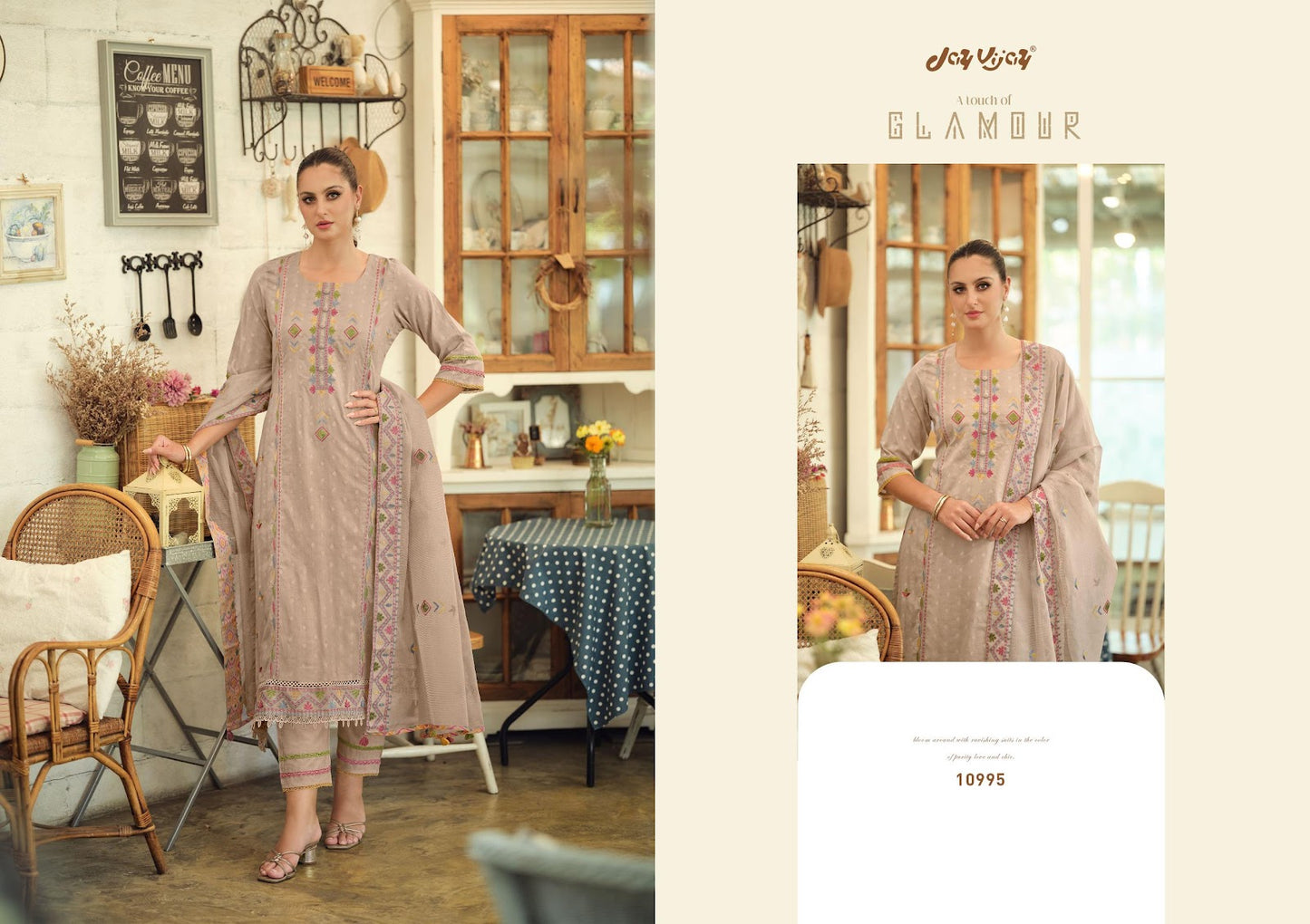 Earthwoven Jay Vijay Cotton Jacquard Pant Style Suits Exporter India