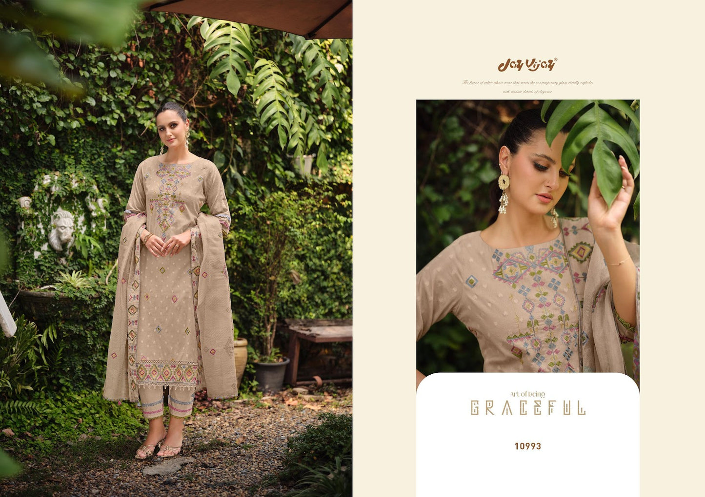 Earthwoven Jay Vijay Cotton Jacquard Pant Style Suits Exporter India