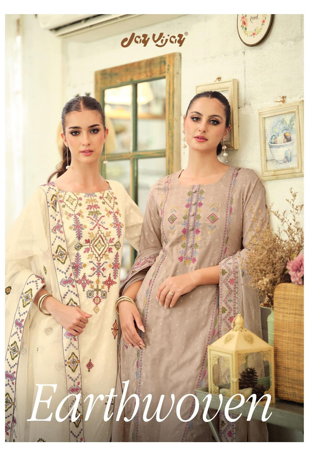 Earthwoven Jay Vijay Cotton Jacquard Pant Style Suits Exporter India