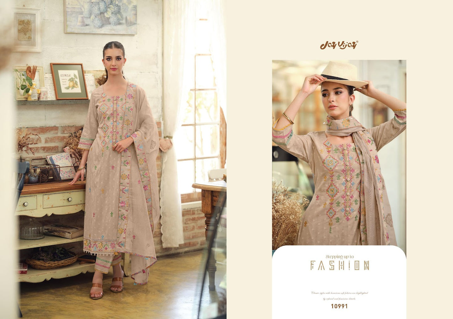 Earthwoven Jay Vijay Cotton Jacquard Pant Style Suits Exporter India