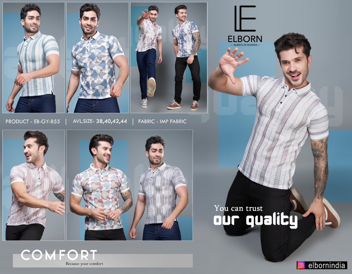 Eb-Gy-855 Elborn Imported Mens Tshirts Manufacturer Gujarat