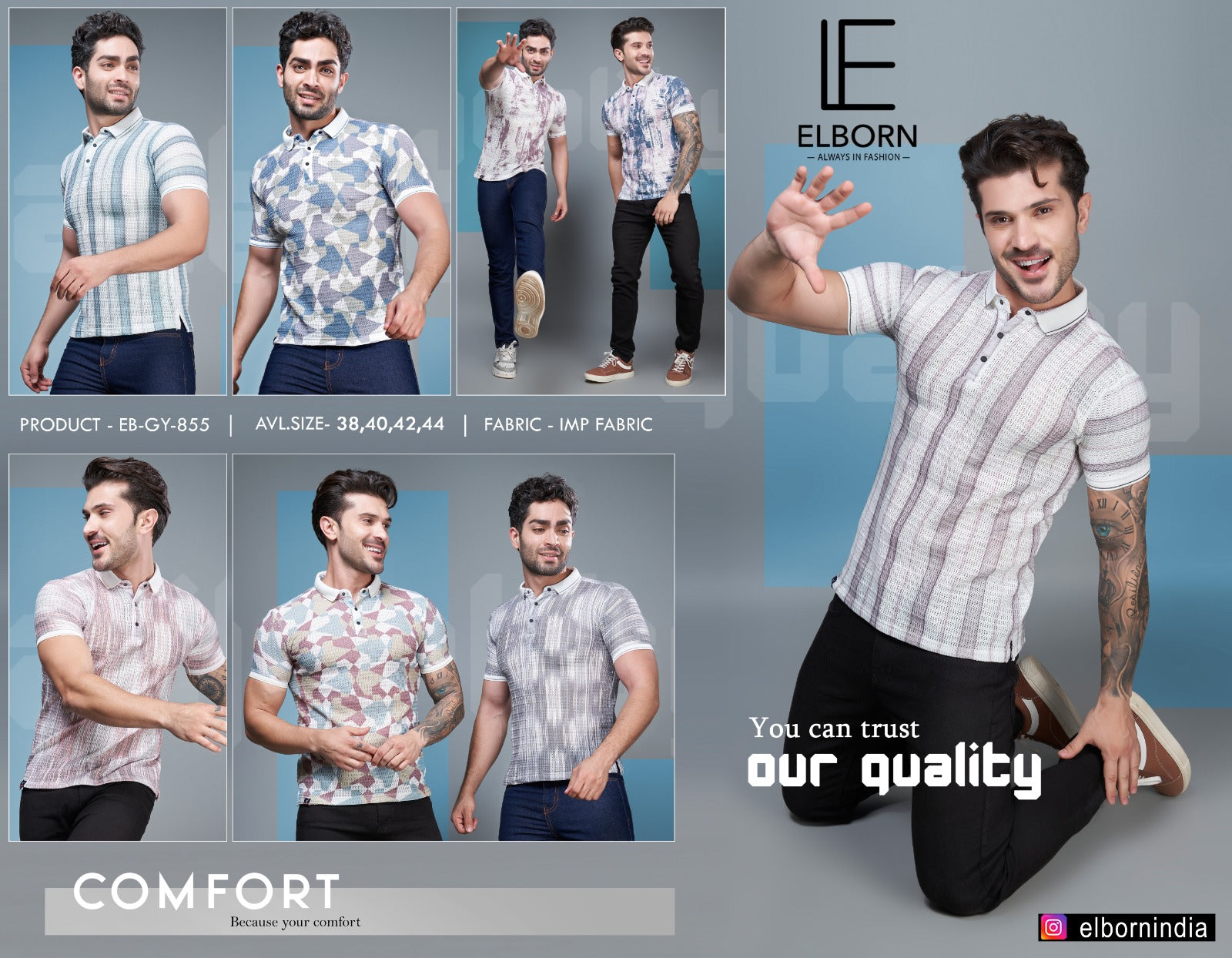 Eb-Gy-855 Elborn Imported Mens Tshirts Manufacturer Gujarat