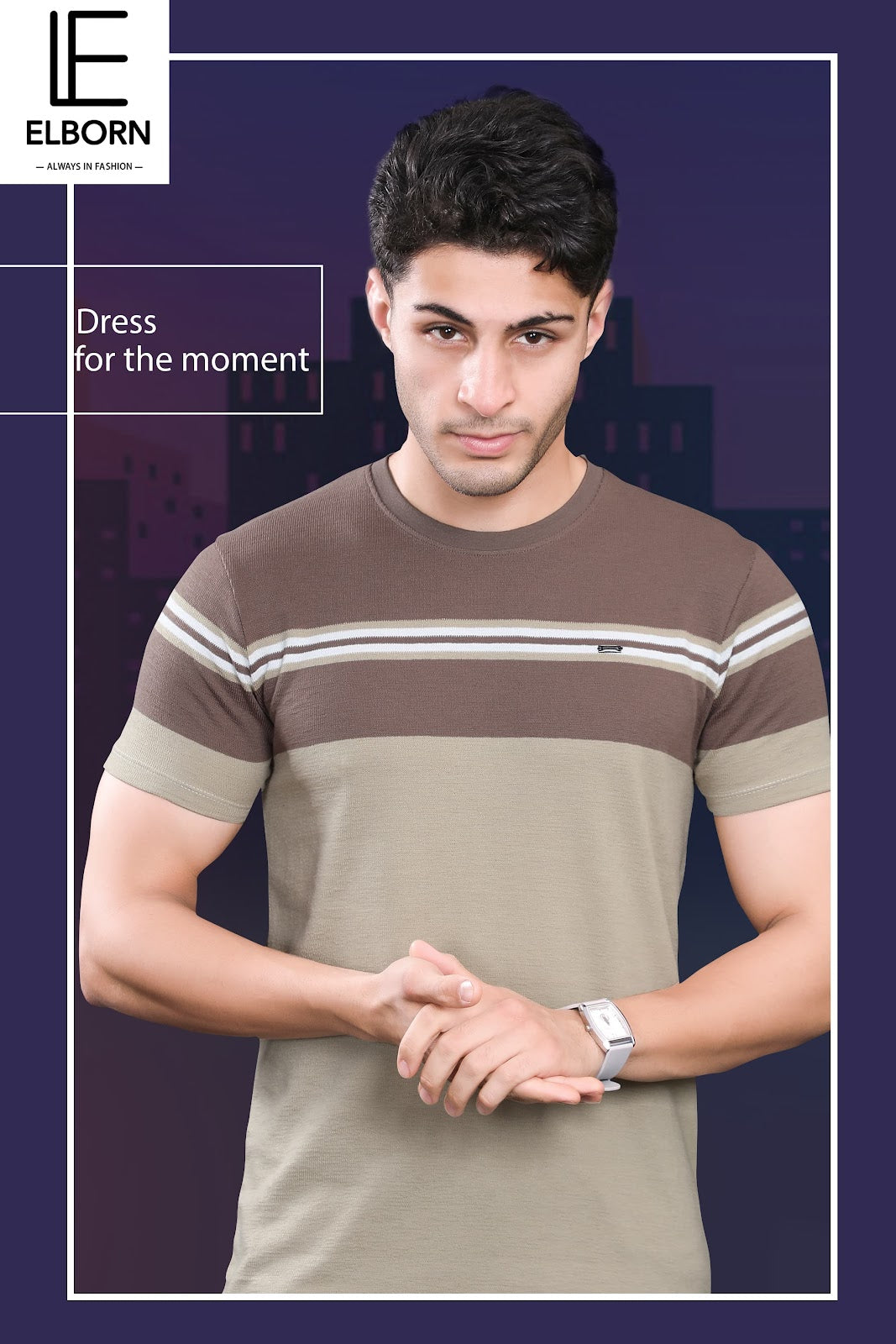 Eb-Kj-1300 Elborn Auto Stripes Mens Tshirts Wholesaler