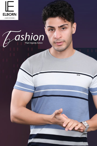 Eb-Kj-1300 Elborn Auto Stripes Mens Tshirts Wholesaler