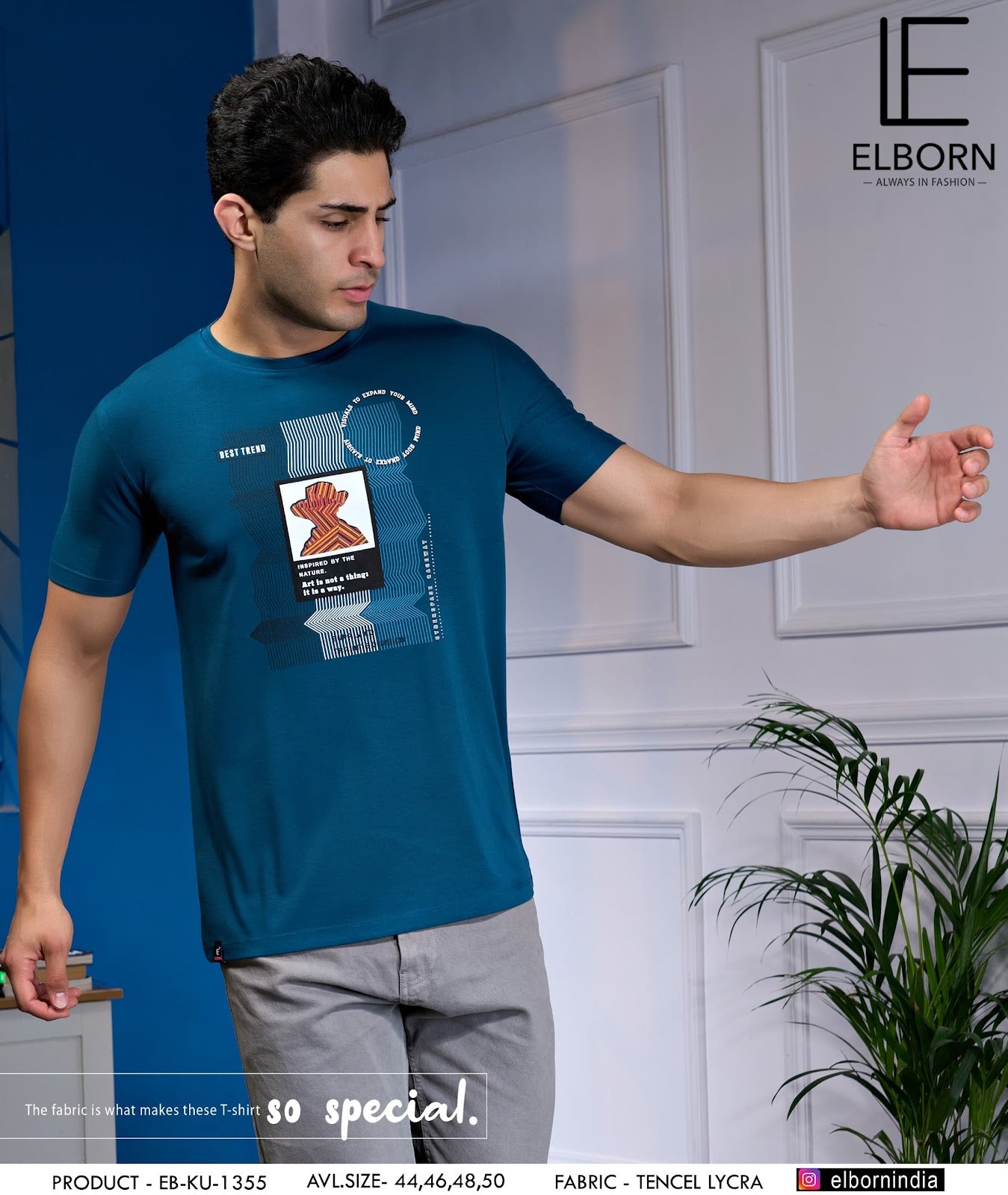 Eb-Ku-1355 Elborn Tencil Lycra Mens Tshirts Supplier India