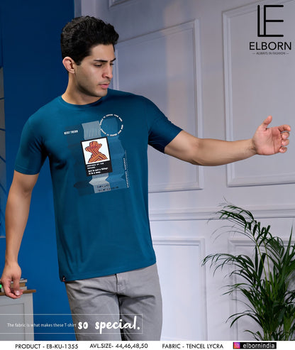 Eb-Ku-1355 Elborn Tencil Lycra Mens Tshirts Supplier India