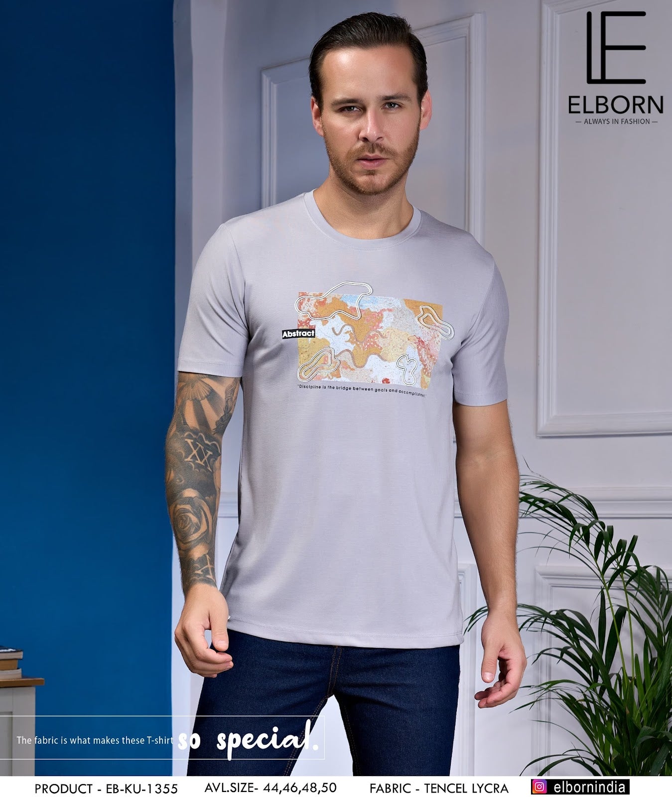 Eb-Ku-1355 Elborn Tencil Lycra Mens Tshirts Supplier India