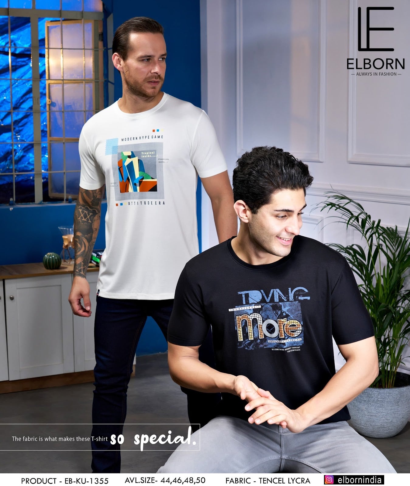 Eb-Ku-1355 Elborn Tencil Lycra Mens Tshirts Supplier India