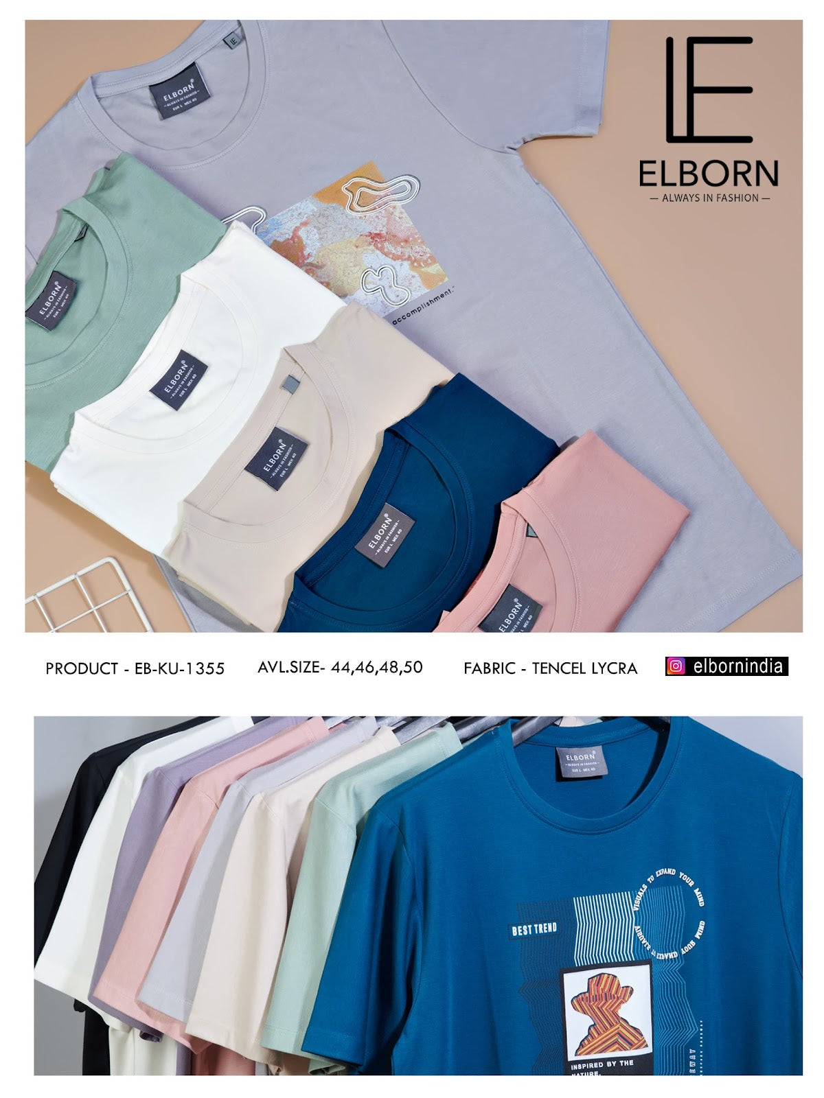 Eb-Ku-1355 Elborn Tencil Lycra Mens Tshirts Supplier India