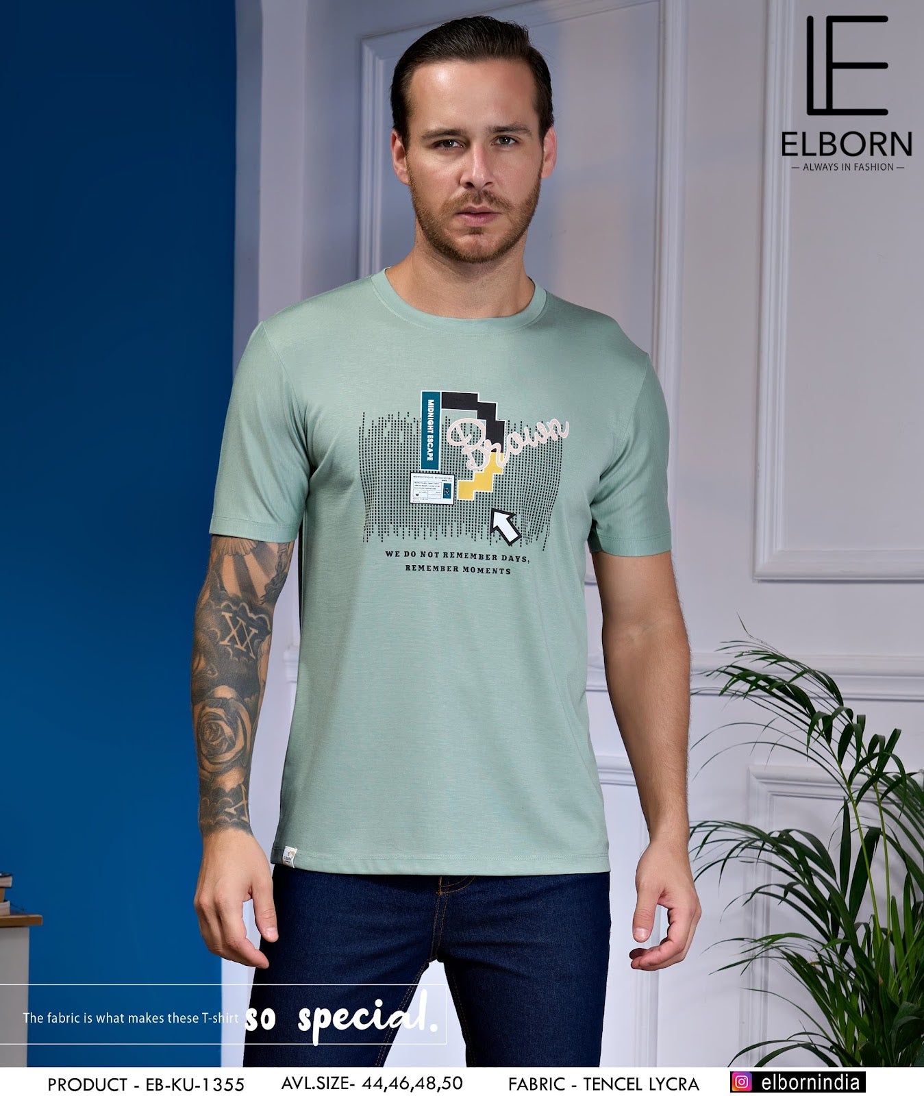 Eb-Ku-1355 Elborn Tencil Lycra Mens Tshirts Supplier India