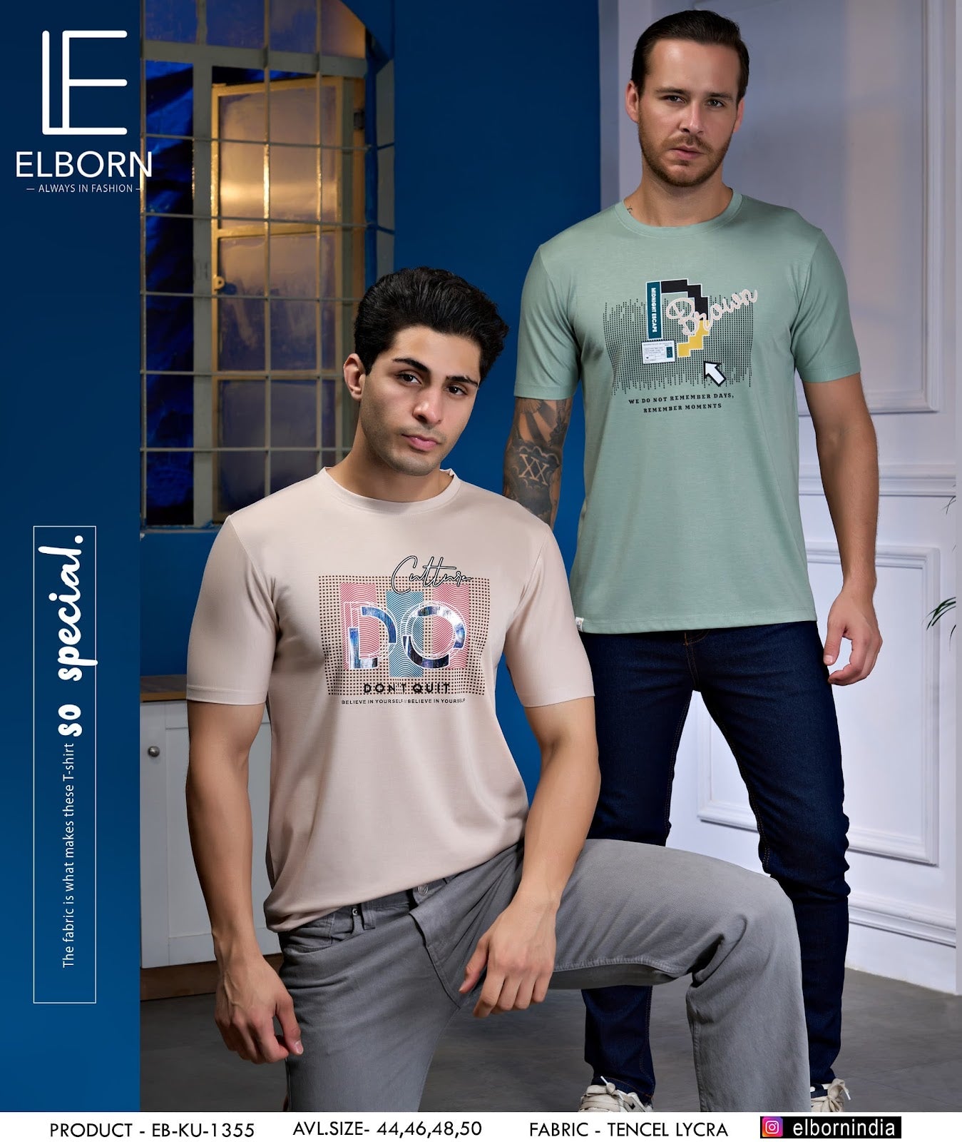 Eb-Ku-1355 Elborn Tencil Lycra Mens Tshirts Supplier India