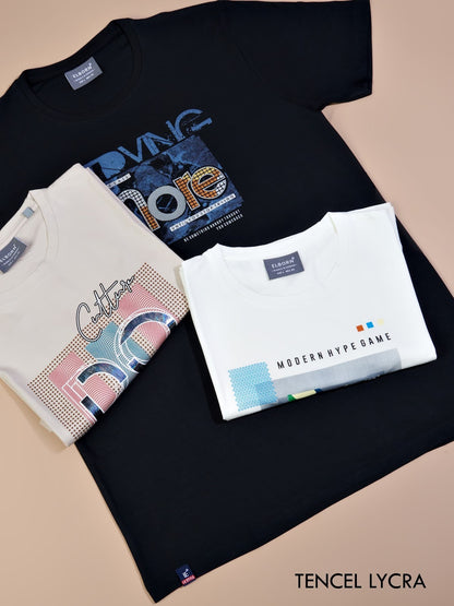 Eb-Ku-1355 Elborn Tencil Lycra Mens Tshirts Supplier India